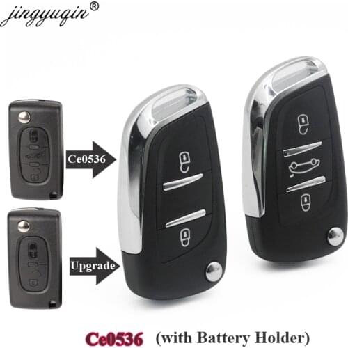 Jingyuqin 2/3 BTN Modified Filp Remote Car Key Shell Case For Peugeot 307 408 308 For Citroen C2 C3 C4 C5 HU83/VA2 Blade CE0536