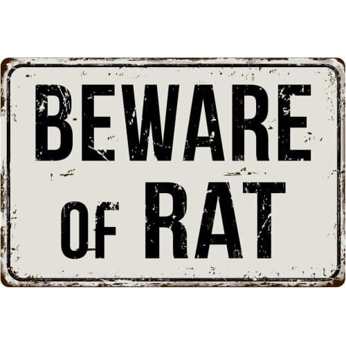 Deerts 476VS Beware of Rat 8 x 12 Vintage Aluminum Retro Metal Sign