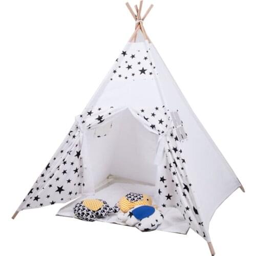 Black star design kids play tent indian teepee children playhouse children play room teepee