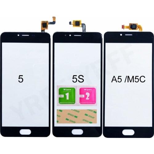 For Meizu M5 M5S M5C Touch Screen Digitizer 5.0 inch For MeiLan A5 5C Touch Front Glass Panel Sensor Assembly Parts