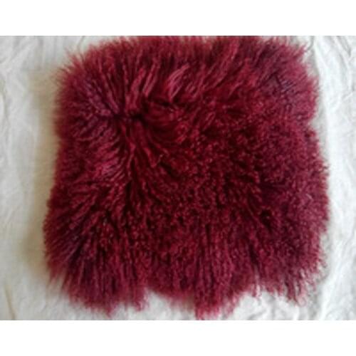 Double Side Real Dark Red Mongolian Fur Pillow Cover Cushion Covers Decorative Pillows Bed Pillowcase Bedroom Capa De Almofada