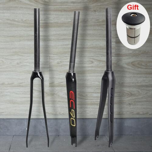 EC90 28.6mm Carbon Fiber Rigid Bike Fork Road Bike Front Fork 1-1/8" Straight Tube Fork Super Light Bicycle Suspenton Fork