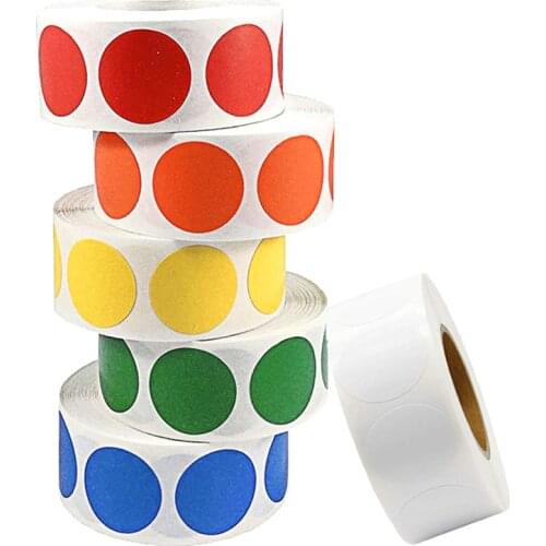 Chroma Label 1 Inch Color-Code Dot Labels Stickers 500/Roll Kids Toy Decoration Teacher Stickers Colorful Writable Paper Labels