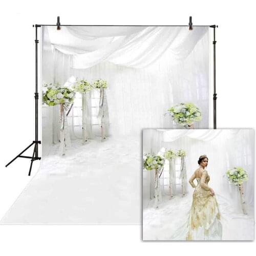Mehofoto Wedding Photography Backdrop Flower White Curtain Background Photo Studio Shoot Prop Photocall Photophone Decoration