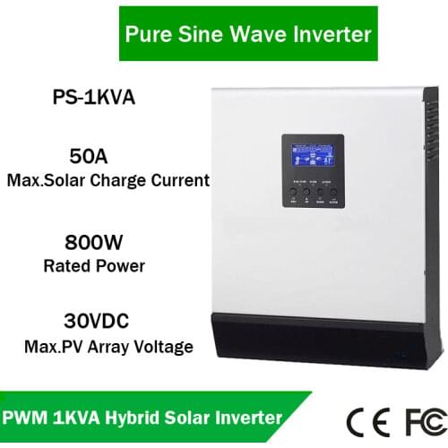 Solar Hybrid Inverter 1KVA Pure Sine Wave Output Built-in PWM PV Charge Controller
