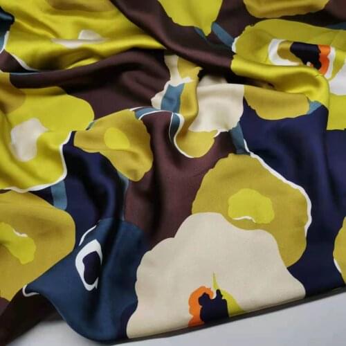 Glossy Floral Dress Scarf Material Imitation Silk Slippy Polyester Charmeuse Fabric