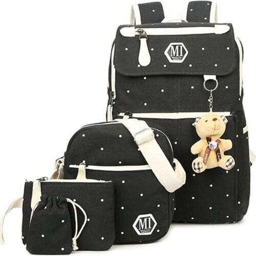 Women Canvas 4Pcs/set School Backpacks College Schoolbag Fashion Plecak for Teenager Girl And Boys Rucksack Moclila Shoulder Bag