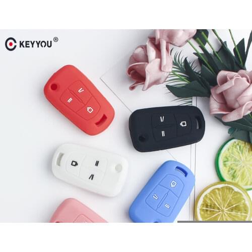KEYYOU 30pcs 3 Buttons Flip Silicone Key Case Cover For Opel Astra H Corsa D J Insignia G Vectra C Mokka Zafira Car Styling Case