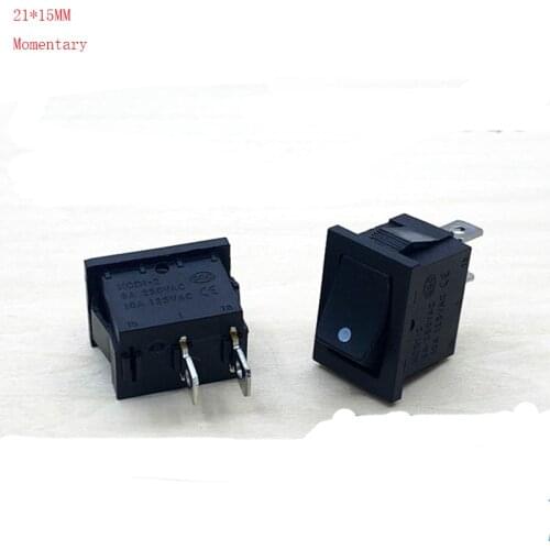 Rocker Switch Momentary 2Pin 2 Position 15*21MM (ON)-OFF Car Dashboard SPDT Rocker Switch 10A 250VAC