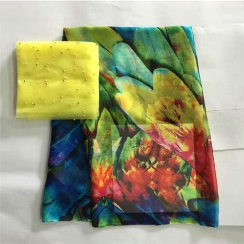 LX!2019 high quality African silk chiffon printed fabric for ladies to wear soft and comfortable printed silk fabric! F32430