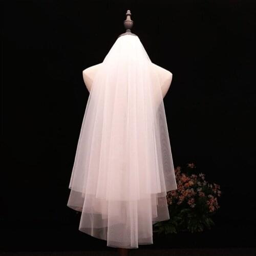 Minimalist 2 Tier Layered Short Wedding Veils Ivory White Tulle Bridal Veil Marriage Accessories With Comb For Women Girls
