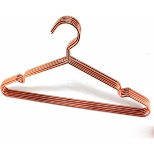50pcs Multipurpose Clothes Hanger Dry Cleaning Brass Elegant Rose Gold Clothes Hanger Wire Copper Coat Hanger Antiskid Organizer
