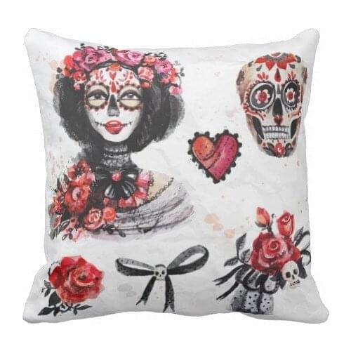 Fashion Halloween Skull Pumpkin Cotton Polyester Throw Pillow Cases Home Decorative Square Cushion Cover 5 size 9 style