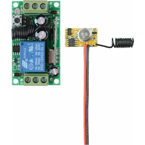 Encoding Transmitter Module PCB + 12V DC 10A Receiver RF 3V 3.7V 4.5V 5V 6V 9V 12V Transmitter Receiver Remote Control Switch