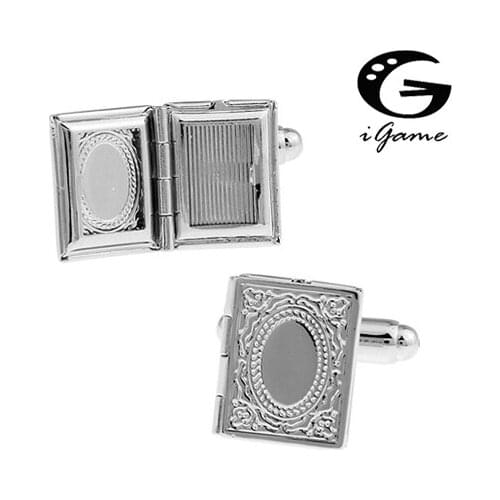 IGame Mens Cuff Links Silver Color Photo Frame Design Functional Unique Style Free Shipping