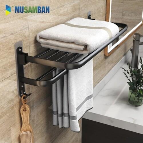 MUSAMBAN Wall-Mounted Kitchen Towel Hanger Rack Bathroom Organizer Towel Bar Shelf Bathroom Hook Kitchen Wipes Hanging