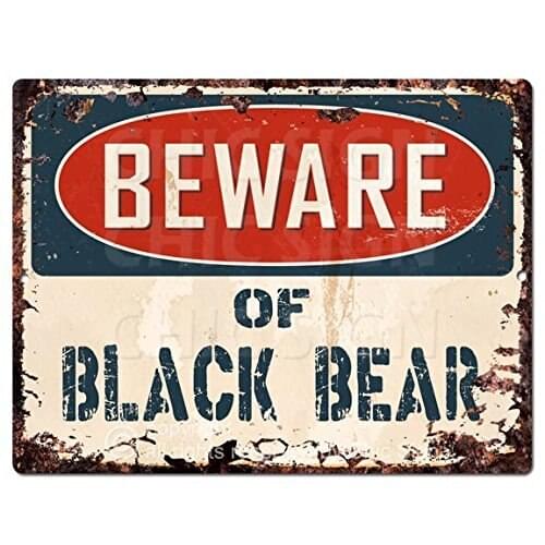 Beware of BLACK BEAR Chic Sign Vintage Retro Rustic 9"x 12" Metal Plate Store Home Room Wall Decor Gift