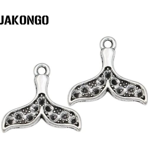 25pcs Antique Silver Plated Mermaid Tail Charms Pendants for Jewelry Making Necklace DIY Accessories 20x19mm