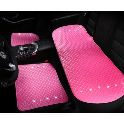 Rhinestone Crystal Universal Car Seat Covers Leather Diamond Seat Cushion Car Styling Interior Decoration Front Rear Seats Cover