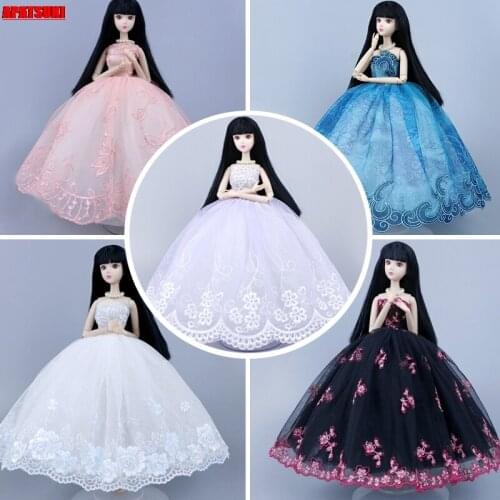 Handmade Wedding Dress For Barbie Doll Clothes Party Gown Dresses Outfits 1/6 Doll Accessories Kids Toys For Children DIY