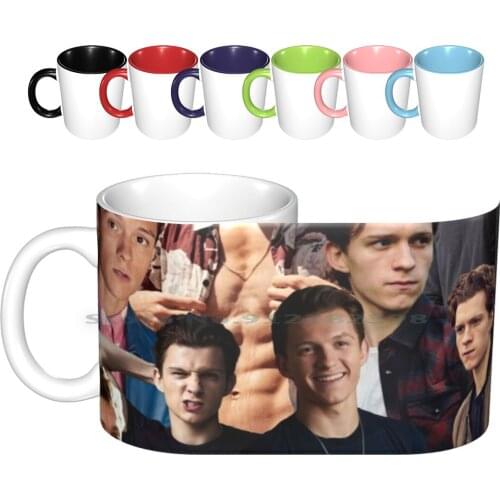 Tom Holland Collage Ceramic Mugs Coffee Cups Milk Tea Mug Tom Holland Peter Parker Infinity War British Boy Movie Star Avenger