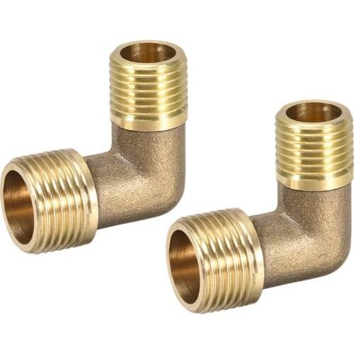 Uxcell Brass Pipe Fitting 90 Degree Elbow G1/4 Male x G3/8 Male 2pcs