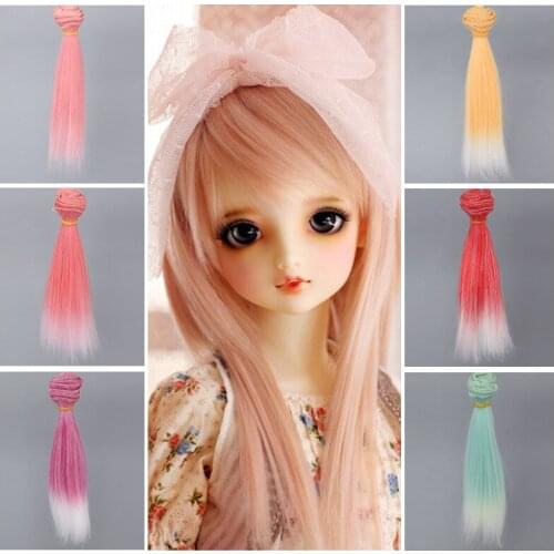 15*100 Cm Tress For Dolls Accessories BJD Obll Doll Hair For Girls DIY Toys Straight Hair High-Temperature Wigs For Dolls Band