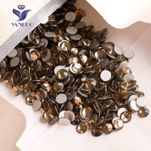 YANRUO 2058NoHF SS16 1440Pcs Smoked Topaz Non Hot-fix Rhinestones Glass Stones Glue on Nails Art Stones Loose Strass For Shoes
