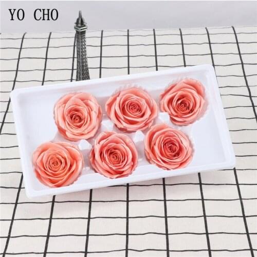 YO CHO Preserved Fresh Flowers Preserved Rose Flowers 6 Heads Golden Rim Immortal Rose Gift Box Valentines Day Anniversary Gift