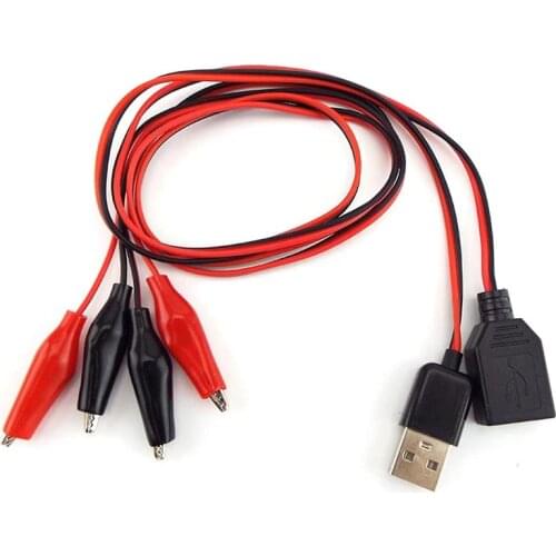 60cm Alligator Test Clips Clamp to USB Male female Connector cable crocodile electrical clip Power Supply extension wire Adapter