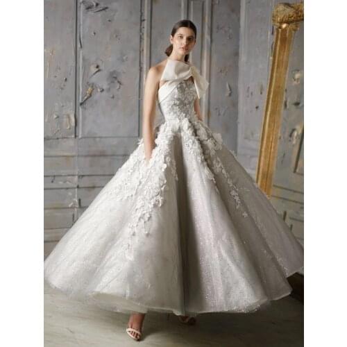 Silver Glitter Flowers Prom Dresses One Shoulder Ankle Length Formal Evening Party Dress Ball Gown Robe De Soiree