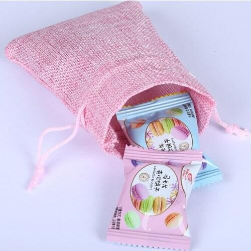 10Pcs Chritmas Burlap Packing Pouch Drawstring Bags Hemp Cord Twine String Jewelry Making Jewelry Display Wedding party Pouches