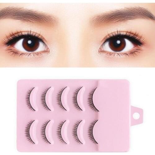 5 Pairs False Eyelashes Natural Perfect Fitting Artificial Fiber Cross Short Makeup Extensions Eye Lashes for Dressing Room