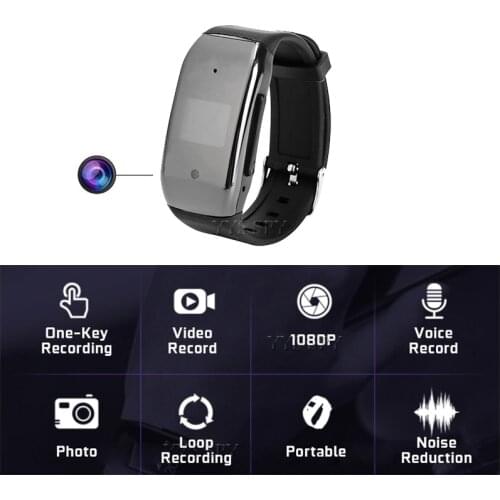 8GB Digital Voice Recorder Watch 1080P HD Video Wearable Micro Camcorder Mini Camera Audio Record Small Detachable Wristband