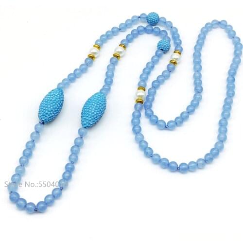 Promotion! 6mm Natural Stone Beads Light Blue Dyed Color Round Jaded Loose Beads Necklace Jewelry Pave Matching Color Rhinestone