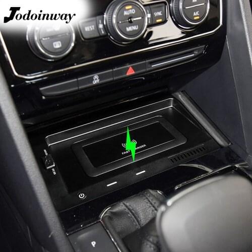 Car power charger for Volkswagen Teramont 2017 2018 wireless charging adapter qc3 port lighter plug for iphone se qi fast charge