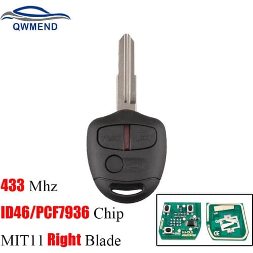 BHKEY for Mitsubishi Key 3 Buttons 434Mhz Smart Car Key Fob for Mitsubishi Lancer Outlander Shogun Pajero MIT11 Blade ID46 Chip