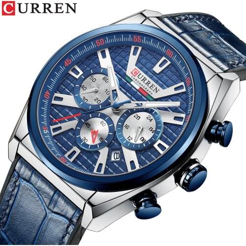CURREN Fashion Mens Leather Watch Top Brand Luxury Chronograph Business Wristwatch man Calendar Quartz Clock Relogio Masculino