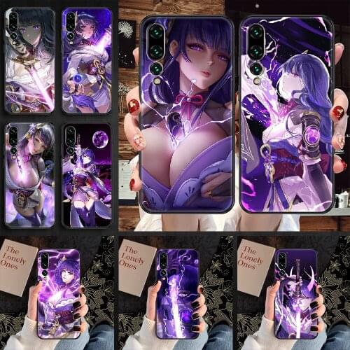 Genshin Impact RAIDENSHOGUN Phone case For Huawei P Mate P10 P20 P30 P40 10 20 Smart Z Pro Lite 2019 black painting back luxury