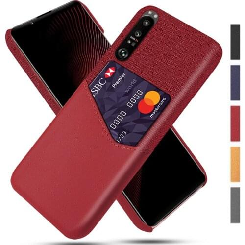 Leather + Fabric Phone Case For Sony Xperia 5II 10II 1 III 5 III 10 III Simplicity Business Cover Ultrathin Card insertion Coque