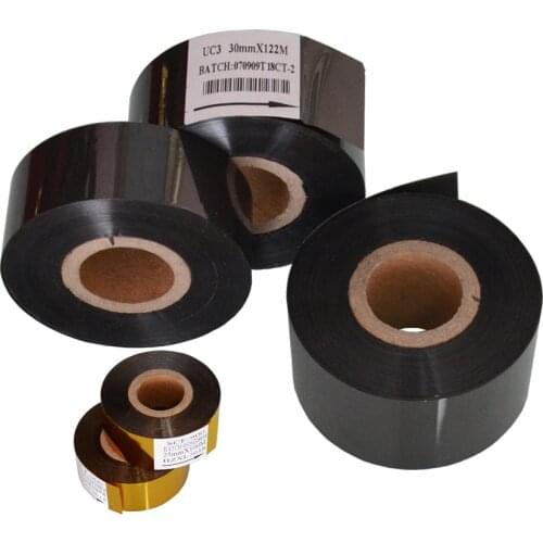 Black Width 30mm length 122m lot printer batch coding hot ribbon for packing bags