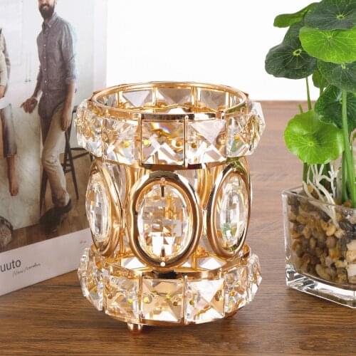 European Crystal Pen Holder Makeup Beauty Eyebrow Pen Storage Brush Tube Desktop Decoration