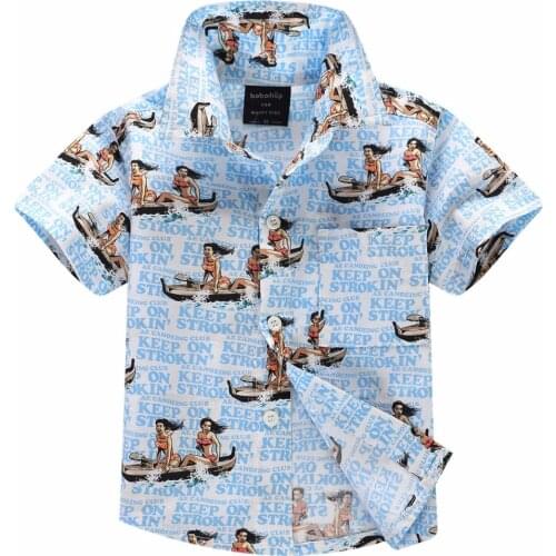 Cotton 100% floral shirt hawaiian shirt aloha shirt for boy T1701
