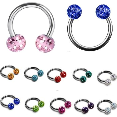 1Pc 16g Crystal Ferido Balls Circular Barbell Horseshoe CBB Ferido Epoxy Septum Rings Nose Labret Tragus Body Piercing Jewelry