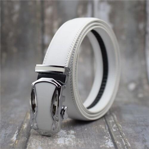 Cow Leather Women/men Belt White/brown/black/red/blue Aolly Automatic Buckle Belt for Women/men 3.5CM Width Waist Belt 90-130CM