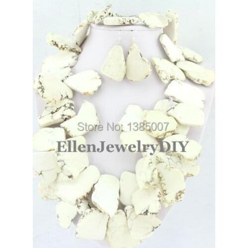 White Irregular hot Jewelry Set hot Necklace Bridesmaid hot Bracelet Holiday Party Necklace Nigerian Jewelry