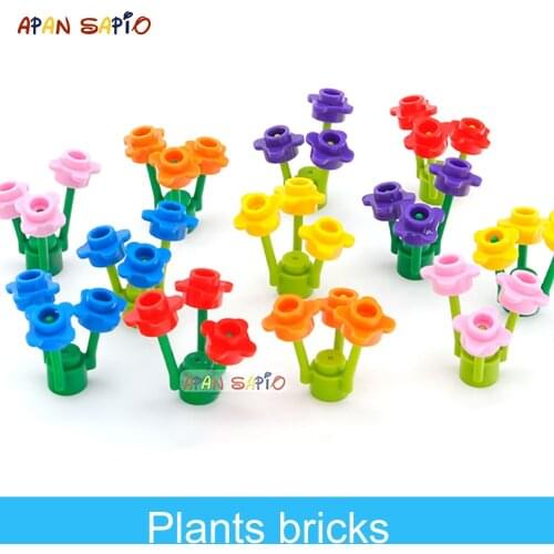 DIY Building Blocks Figures Bricks flower Plants 120Suit lot Educational Creative Size Compatible With lego Toys for Children