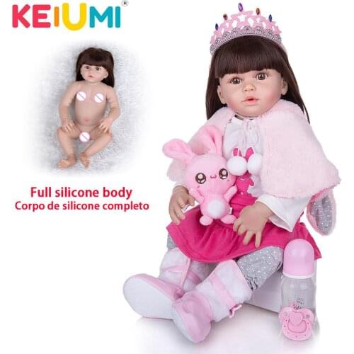 KEIUMI 23 Inch Magic Cloak Princess Reborn Baby Dolls Lifelike Full Silicone Body Reborn Bebe Toys For Children Birthday Gifts