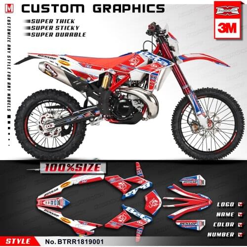 KUNGFU GRAPHICS Motocross Custom Stickers Vinyl Decals Kit for Beta 250 300 350 390 430 480 RR 2018 2019 (Style no. BTRR1819001)