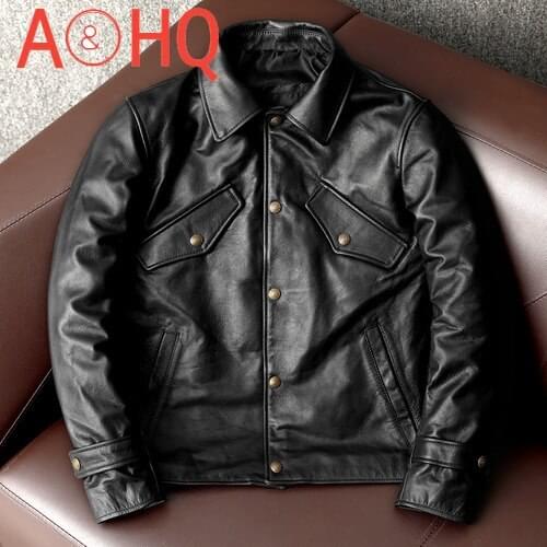 Genuine Leather Jacket Men Short Korean Cowhide Coat Casual Mens Jackets and Coats Puls Size 5xl 2021 Veste Cuir Homme